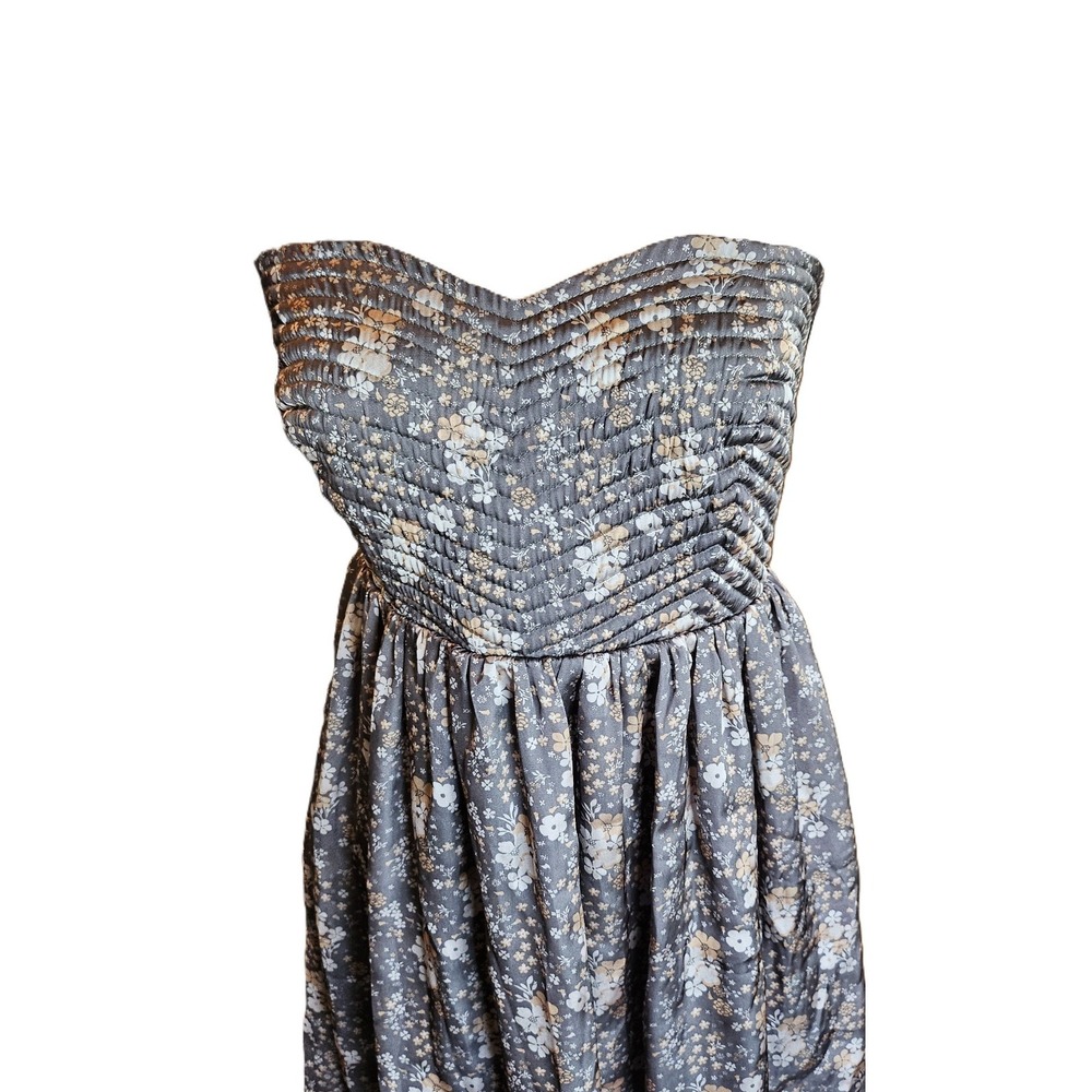Ya Los Angeles Womens Strapless Gray Floral Mini Dress SZ L HOCO Party 1-01690